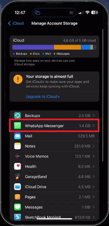 iphone whatsapp messenger data