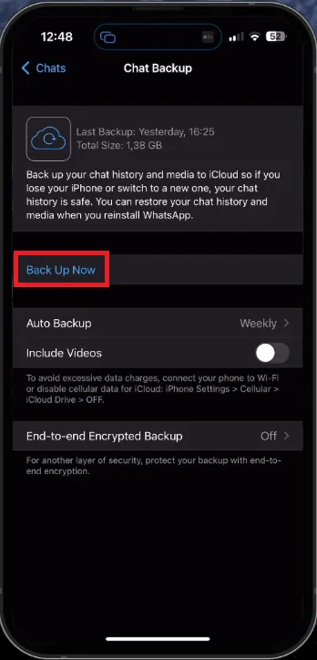 whatsapp chat backup