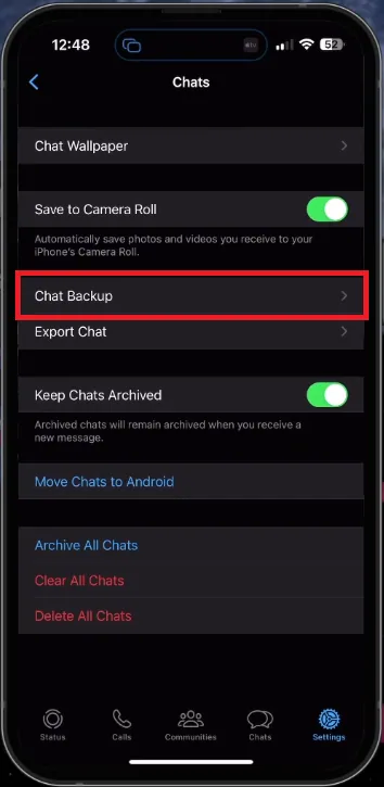 whatsapp chats settings