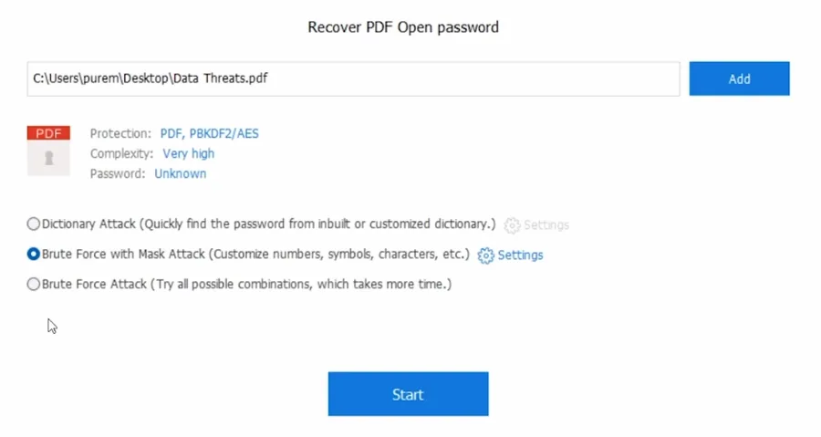 recover password pdf