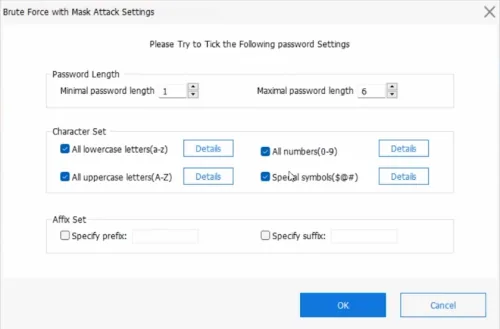 password settings