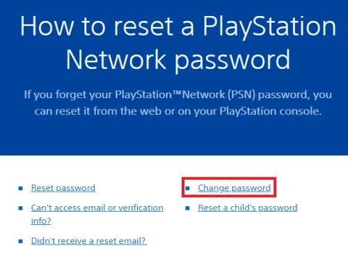 change psn password