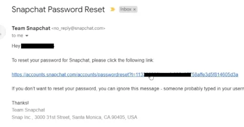 snapchat password reset