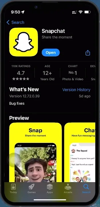 update snapchat app