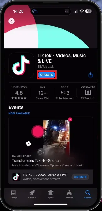 update tiktok app