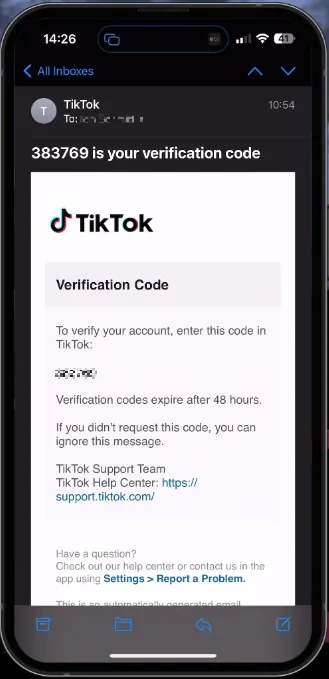 tiktok verification code