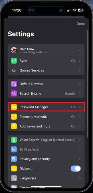 google chrome mobile settings