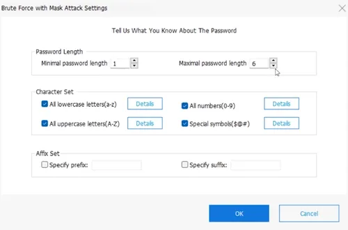 change password recovery settings
