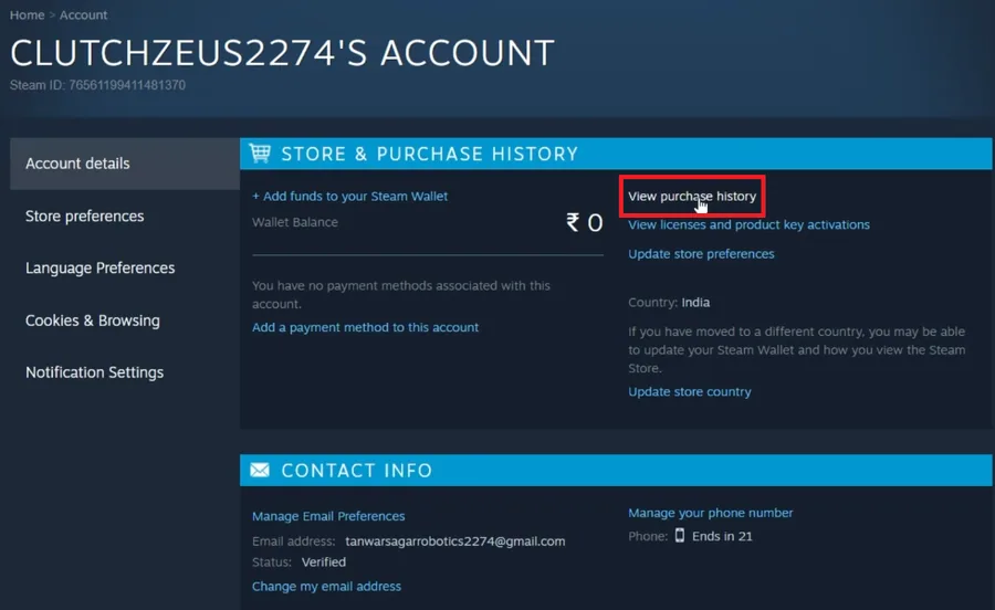 view purchase history