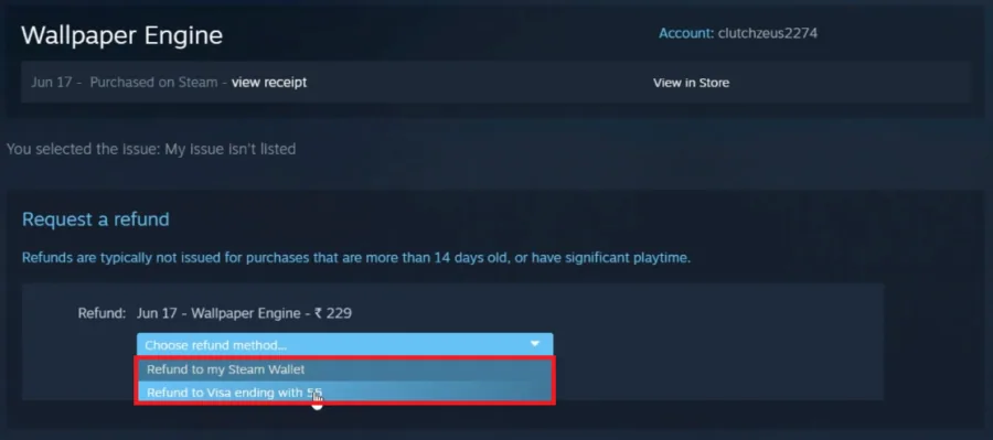 requesting a refund
