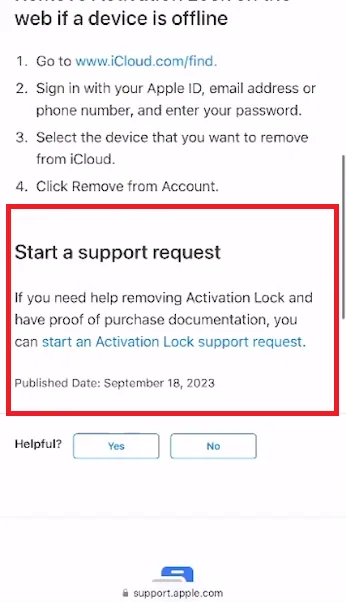 start activation lock request