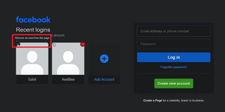 remove facebook account