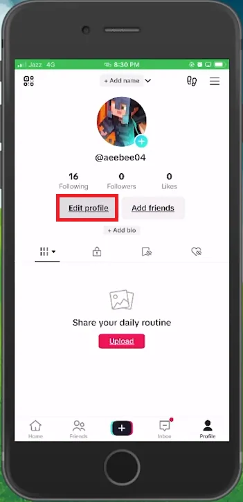 edit profile tiktok