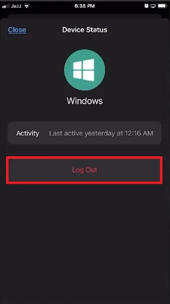 log out device