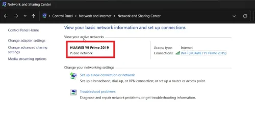 network and sharing centre