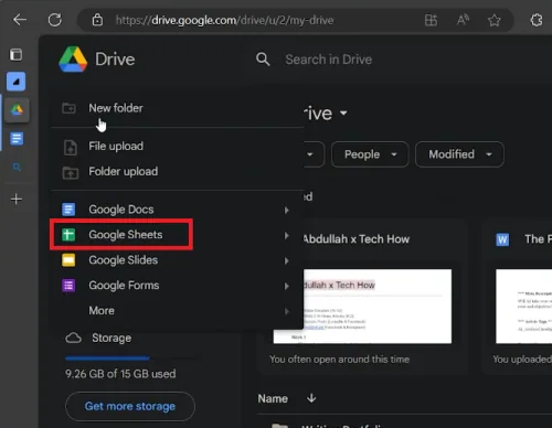 open in google spreadsheet