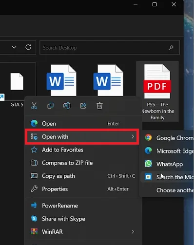 open with other app