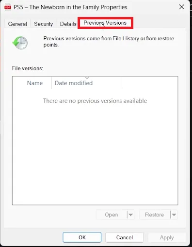 open previous version