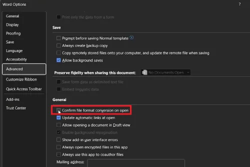 confirm file conversion