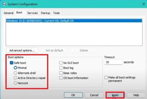 System Configuration > Boot Options