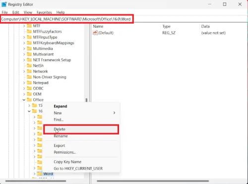 registry editor reset