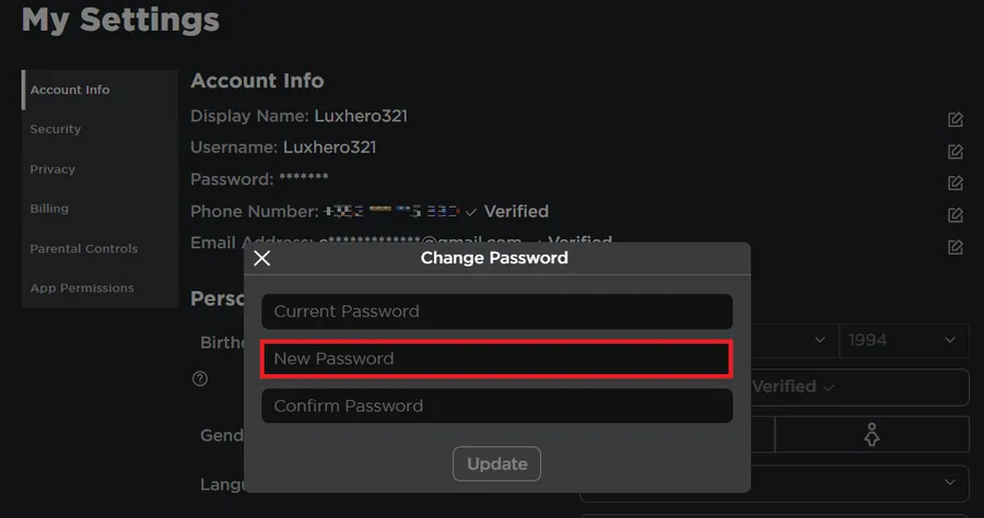 change password without email