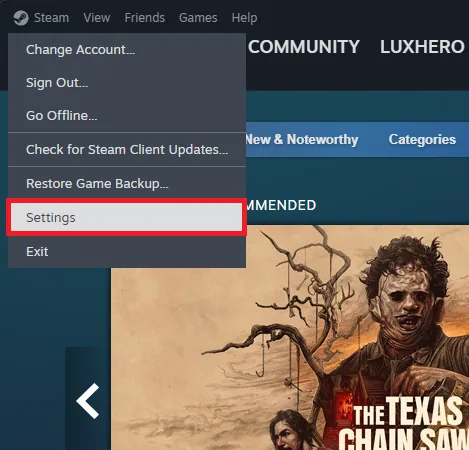 steam settings