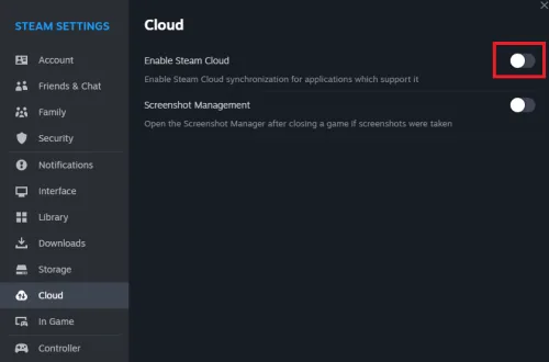 disable steam cloud