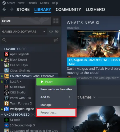 game properties