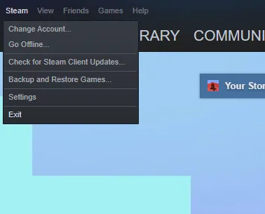 Steam > Exit