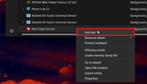 end riot client tasks