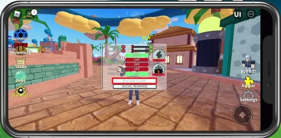 Enter All Star Tower Defense Codes on Mobile