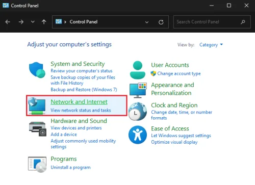 network and internet settings