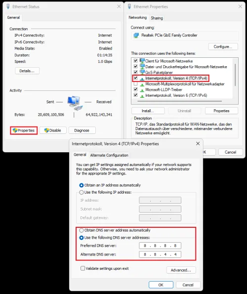change dns server