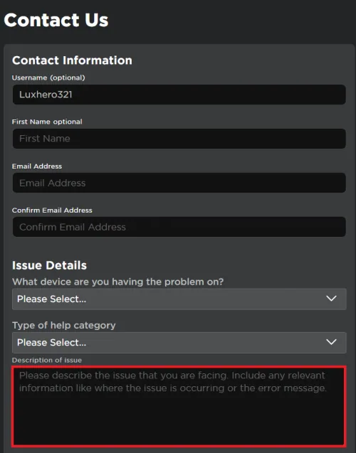 roblox support form