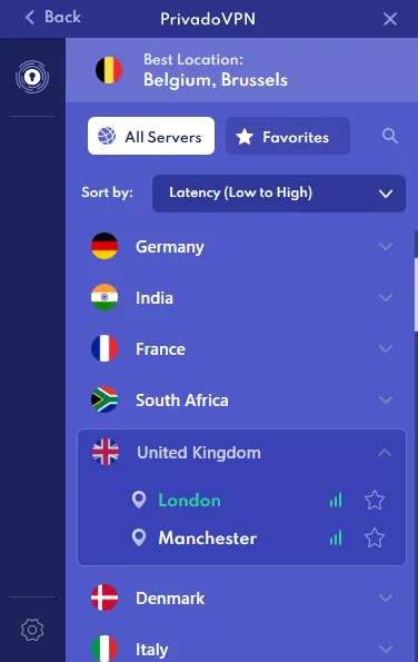 change your VPN location