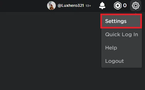Roblox Account > Settings