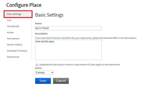 Configure your Place > Basic Settings