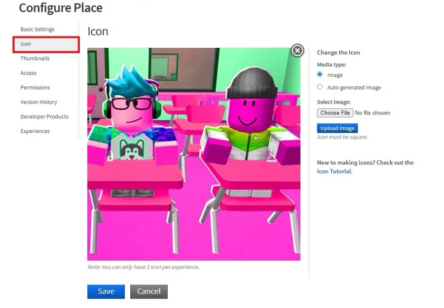 Configure Place > Icon