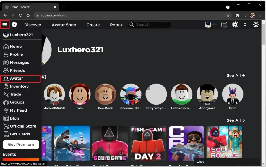 Roblox > Avatar