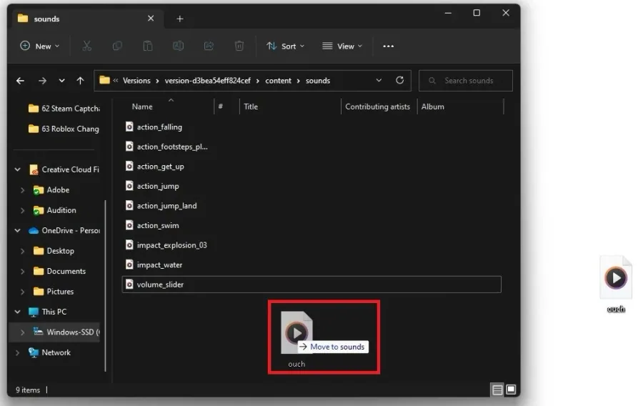 Replace ouch audio file
