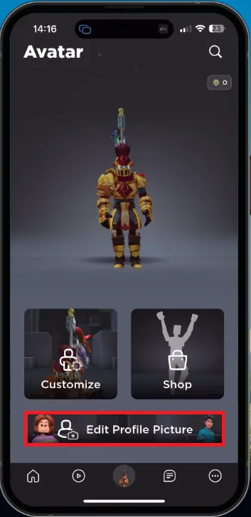 Roblox > Edit Profile Picture