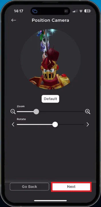 Position Camera and change Roblox profile picture