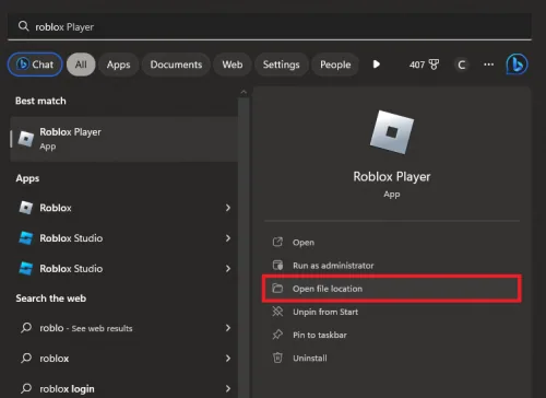 open roblox file location