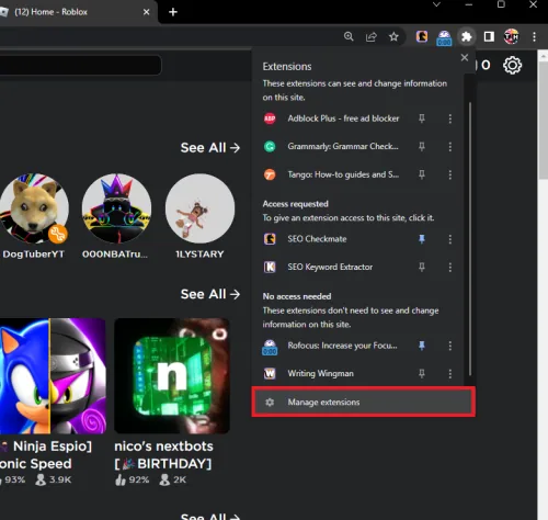 manage roblox extensions