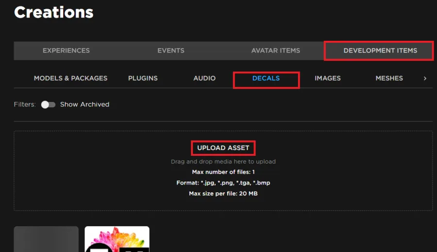 upload asset to roblox