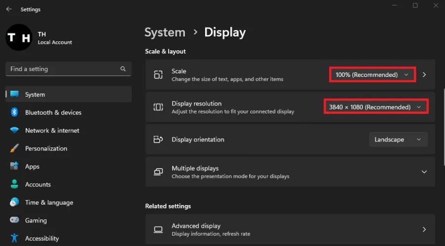 Windows Settings > System > Display > Scale & Layout