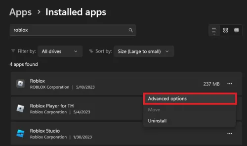 windows installed apps settings