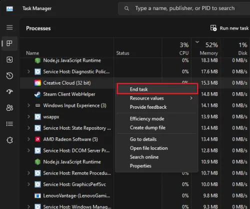 end task in task manager