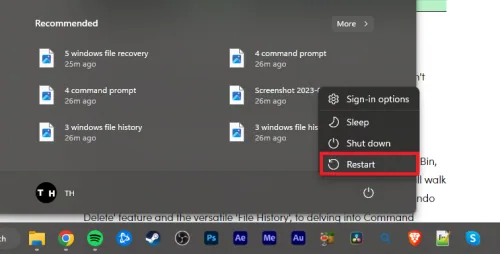 restart windows PC